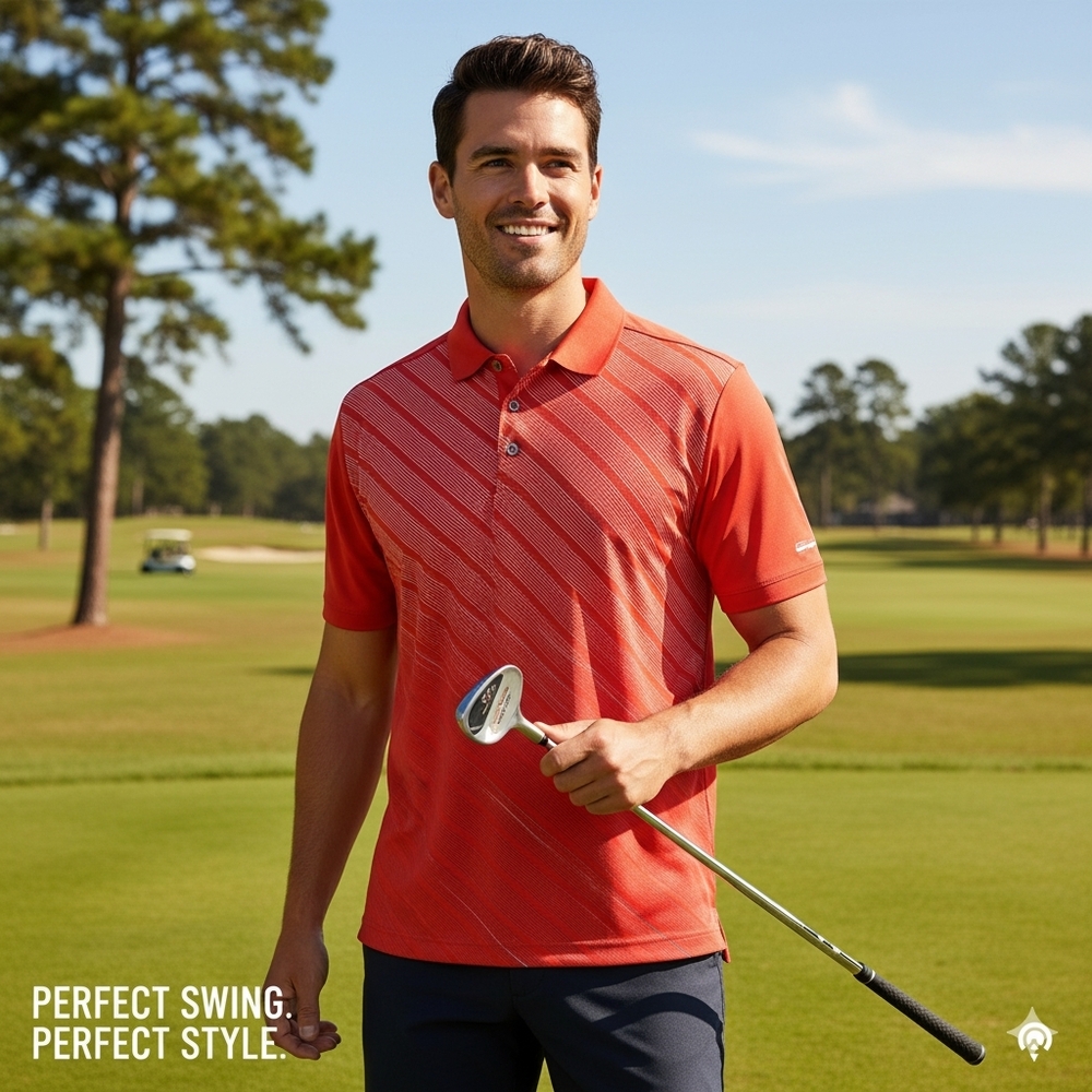 Men's Grand Slam Performance collared golf polo- tomato MSRP $55
